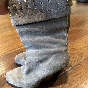 Michael Kors Gray Suede‎ Studded Heeled Boots